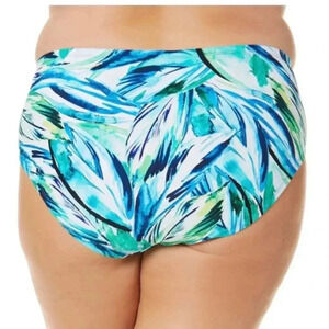Terra Sky Bikini Swim Bottoms Plus Size Blue Green Palm Mid Rise Tummy Control